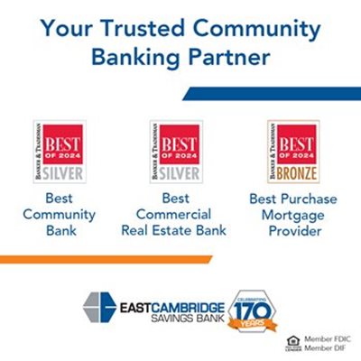 Logos of the silver and bronze awards won by the bank in the 2024 Banker & Tradesman Best of Awards